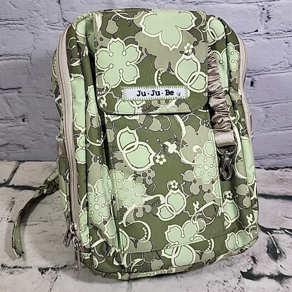 Ju-Ju-Be PackaBe‎ Diaper Bag Backpack Mint Julep Green Print Multi-Pocket